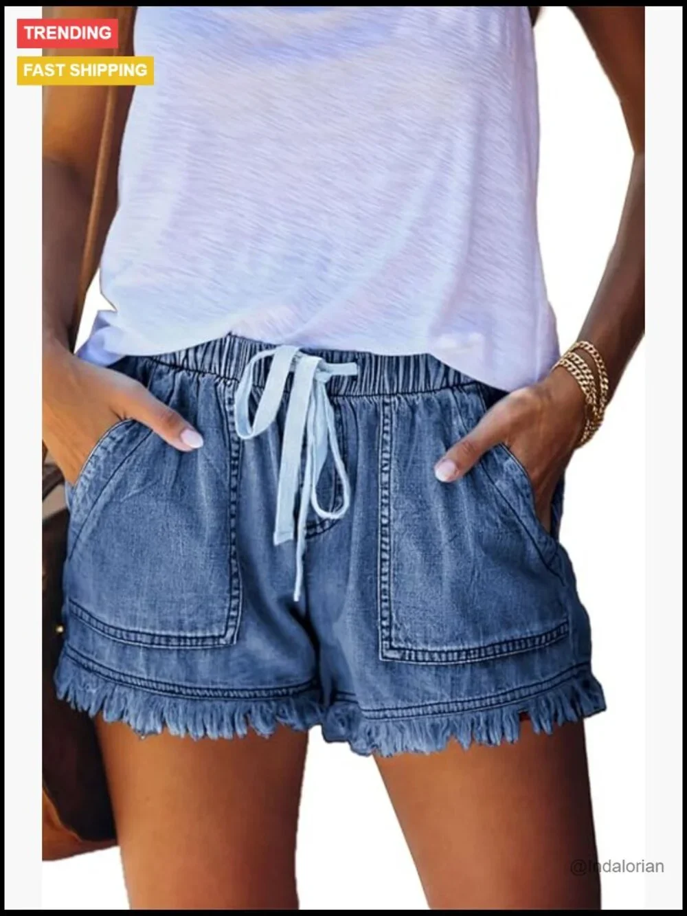 Womens Lightweight Baggy Hot Pants Elastic Waist Drawstring Comfy Shorts